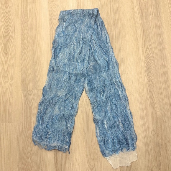 Handmade Felted Merino Wool and Silk Chiffon Scarf - Picture 1 of 6